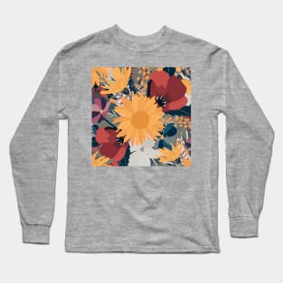 Modern Sunflowers Floral Autumn Colors Design Long Sleeve T-Shirt